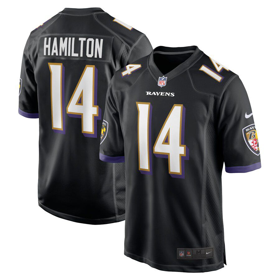 Men Baltimore Ravens 14 Kyle Hamilton Nike Black Player Game NFL Jersey